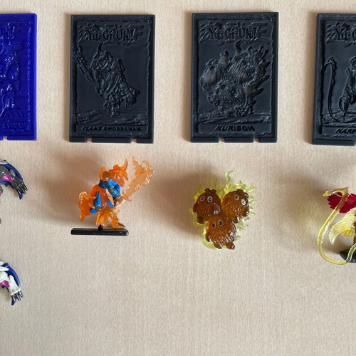 Vintage Yu-Gi-Oh! Mattel 2002 collectible lot, used, 13 figures and cards with arena