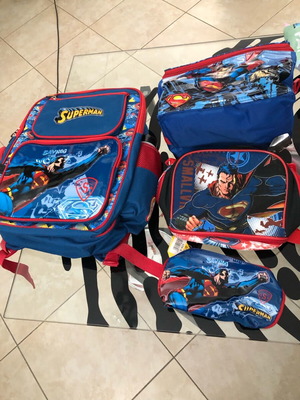 Superman Jim Lee Set of 4 Large School Backpack New