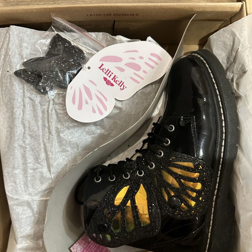 Lelli Kelly kids boots size 35 with butterfly clips, black leather