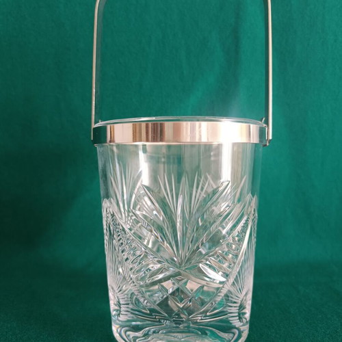Vintage Bohemia crystal whiskey glasses set of 6 with ice bucket like new