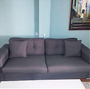 Τριθέσιος καναπές μήκους 2.20μ σε χρώμα σκούρο γκρι