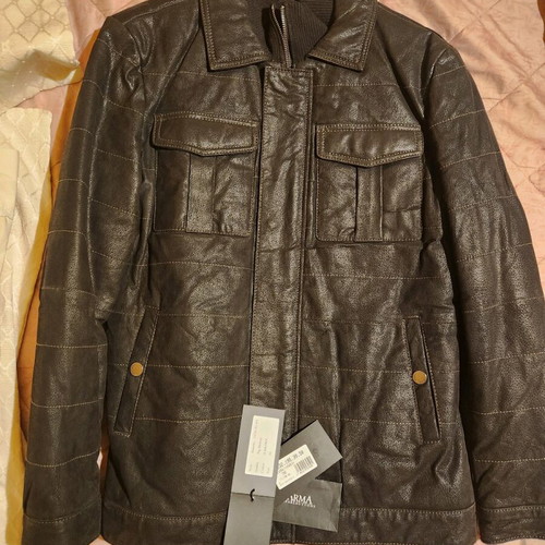 Arma men's leather jacket new, brown, size 50