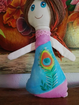 Cloth doll handmade 25cm with hair clip like new
