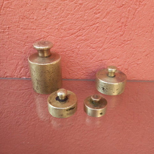 Brass weights used, set of 500g, 200g, 100g, 50g