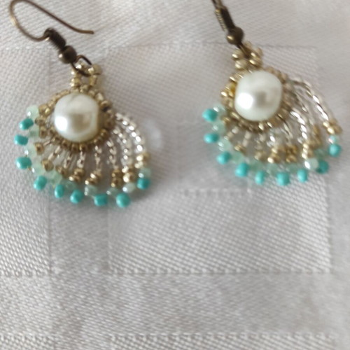 Handmade knitted earrings with beads new