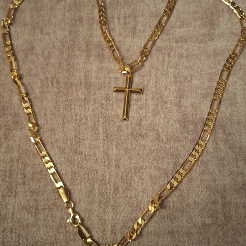 Cross Silver 925 gold plated 18K new, 21g, 60.9cm chain