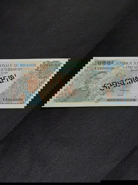 Rwanda SPECIMEN 5 000 FRANCS 1988.