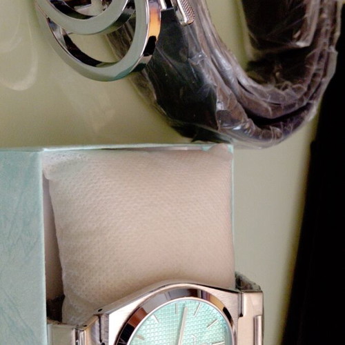 Luxury watch and leather belt set, new stainless steel