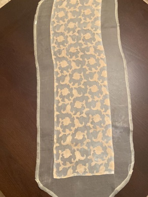 Silk table runner and square in beige gold shades like new