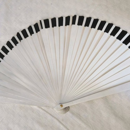 Spanish hand-painted fan new, black and multicolor