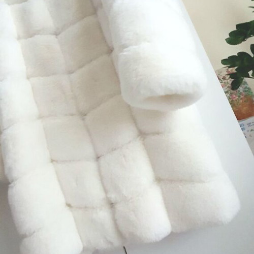 Fur coat made of synthetic hair new, white, size M