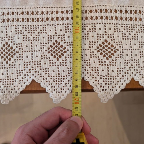 Handmade white table runner like new, 120x95 cm
