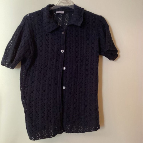 3Suisses dark blue short-sleeve cardigan like new