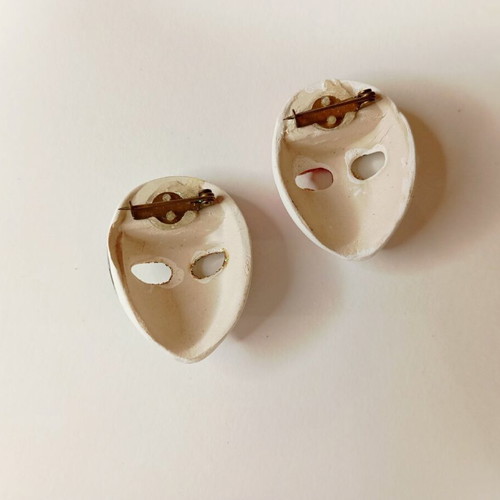 Vintage Venetian Miniature Masks Set of 2, authentic 90s souvenirs