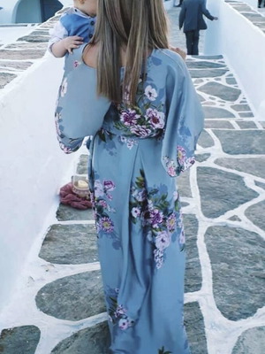 Moutaki silk summer set like new, gray and multicolor