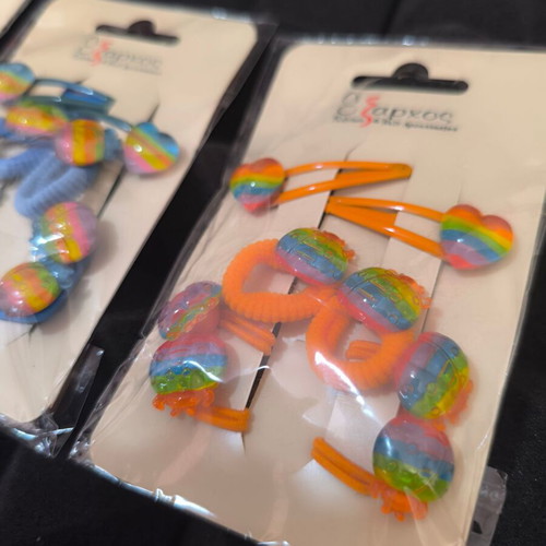 Hair clips new, pack of 18, pink and orange