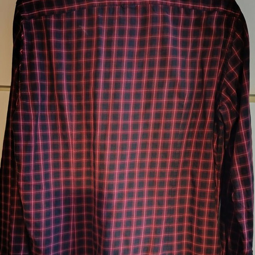Manetti Slimline Dress Shirt plaid red and black size M like new