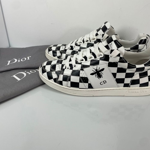 Christian Dior D-BEE Check Leather Sneakers size 37 like new, white and black