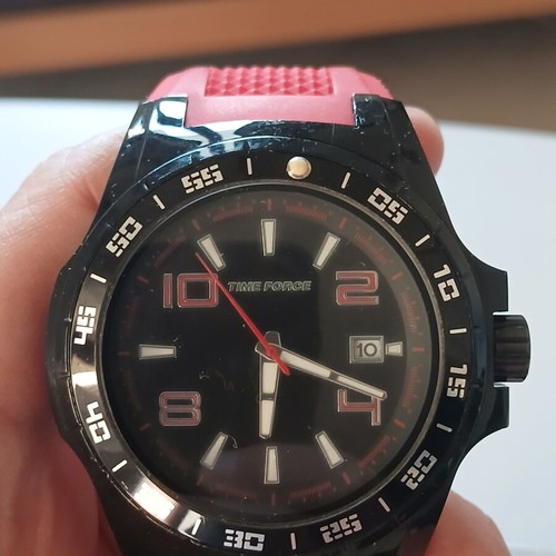 Time Force Cristiano Ronaldo CR7 wristwatch like new, black and red