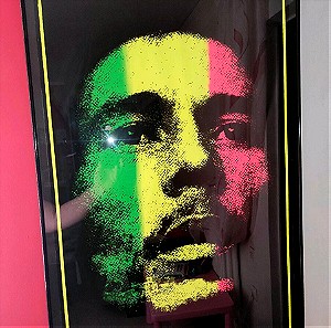 Πίνακας "BOB MARLEY" σε σιδερένιο πλαίσιο χρώματα JAMAICA 90cm ύψος 60cm πλάτος ειδική παραγγελία.