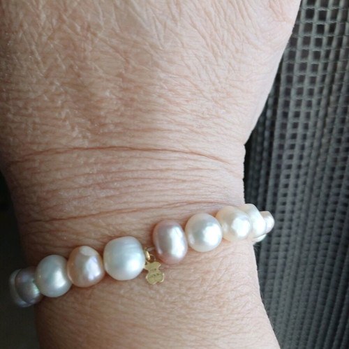 Tous bracelet with genuine pearls and gold bear like new