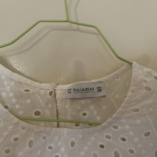 Pull & Bear white perforated blouse used, size M