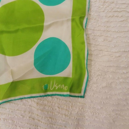 Vintage Vera Neumann silk satin scarf 60s 70s polka dot with ladybug used