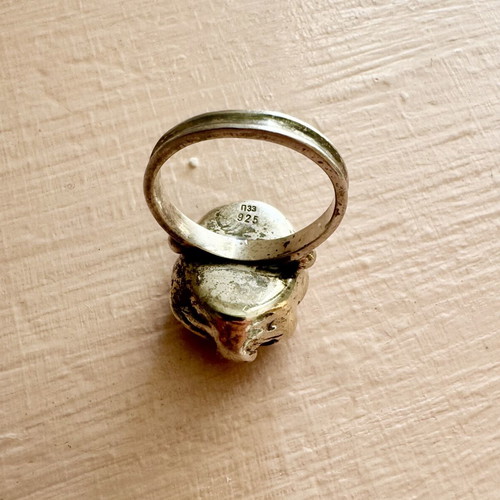 925 Silver Ring with Natural Nautilus Shell Vintage, Like New
