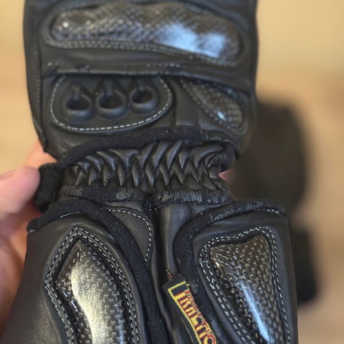 Traction racing motorcycle gloves used, carbon protection, Schoeller Keprotec, size M