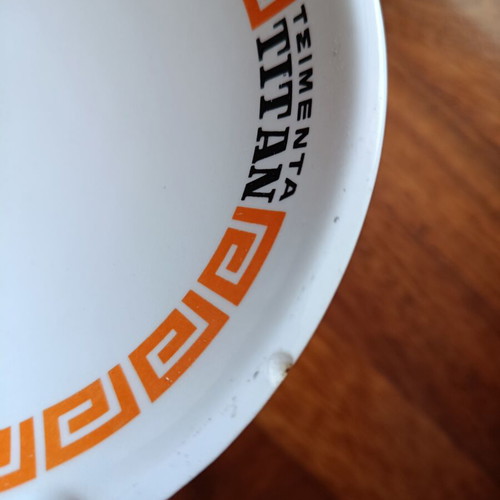 Titan Cement promotional ashtray used, ceramic, 18 cm diameter