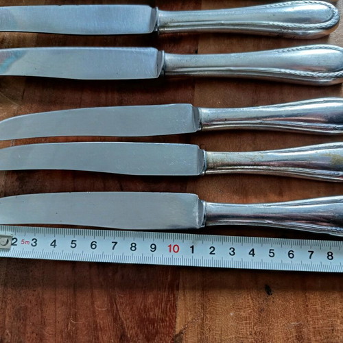 Set of 8 used Inoxydable Extra vintage dinner and dessert knives