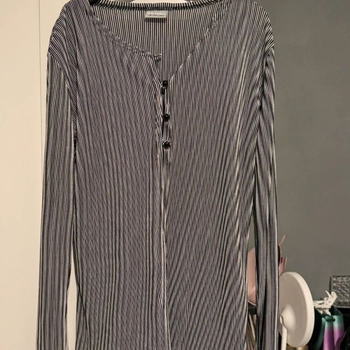 3 Suisses black and white striped blouse, size XL 42 14