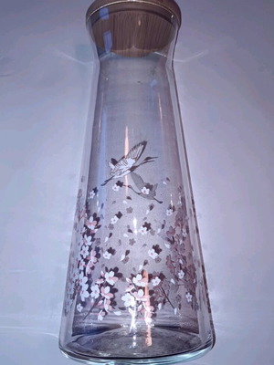 Glass carafe 570ml with floral design new