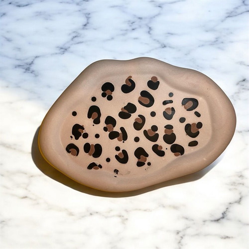 Organic shaped tray with leopard print, new