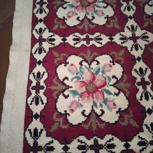 Handmade Counted Cross-Stitch Tablecloth 80x80 in Excellent Condition