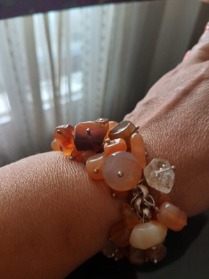 Bracelet with semiprecious stones in 925 silver bangle, like new, 18 cm