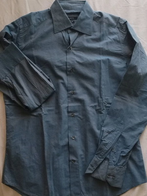 Мъжка риза Manetti синя с иризации slim fit, като нова