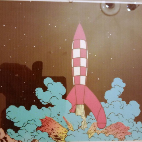 Tin Tin engraving framed, A Journey to the Moon, like new