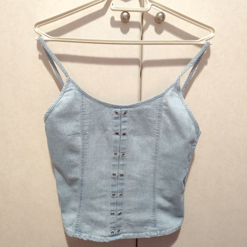 Vintage denim blouse used, size M, blue cotton