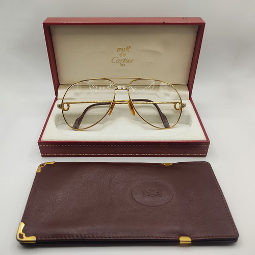 Must De Cartier Gold Santos 22kt Gold Plated glasses used