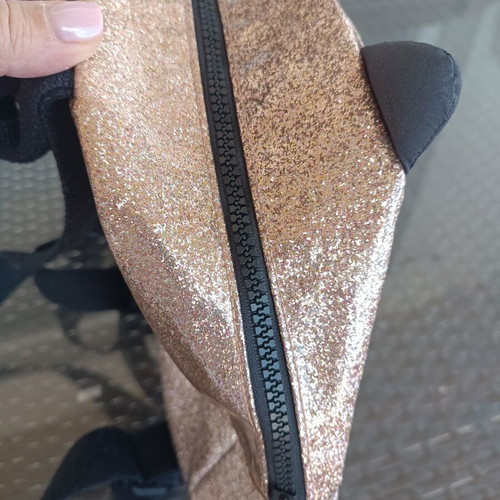 Zara Kids glitter backpack cat design like new, pink gold