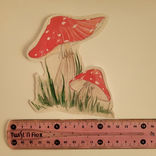 Handmade Amanita mushroom sticker new