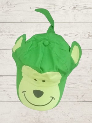Children's hat with 3D monkey figure new, green, size XS