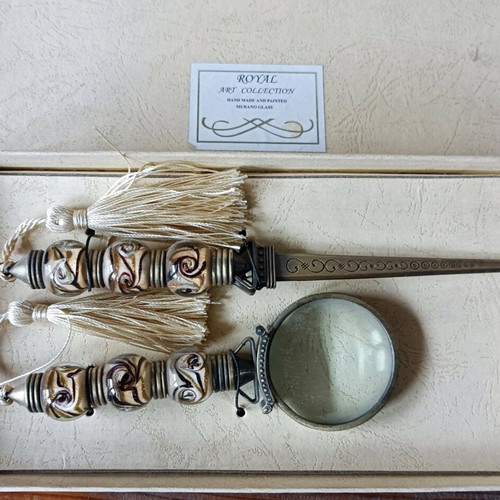 Vintage Murano office set new, handmade hand-painted