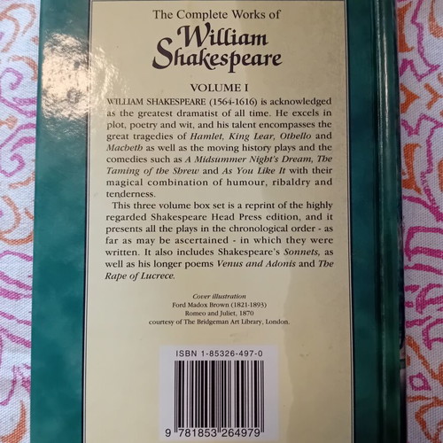 The Complete Works of William Shakespeare 3-Volume Box Set like new