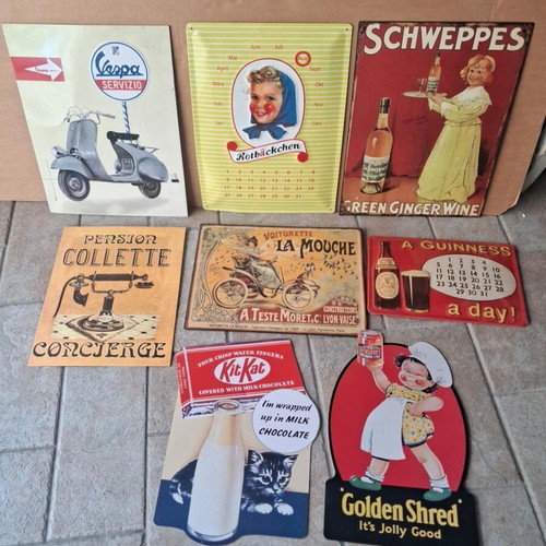 Vintage metal signs collection, like new, 30+ retro ads