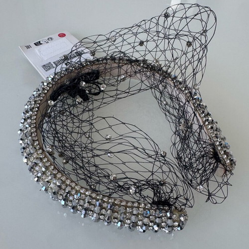 GORGEOUS ZARA NWT Rhinestone Veil Mesh Headband Zara Knotted Headband Piece Rhinestone Veil (Halloween Or  main image 4