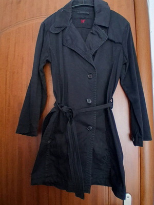 Women's trench coat used, black, size Small, cotton