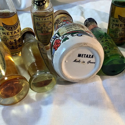 Metaxa miniatures used, set of 10 different bottles