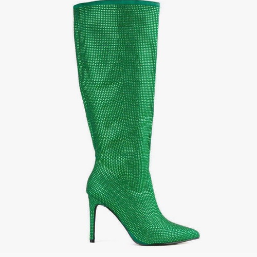 Boots with rhinestones new, green, size 40